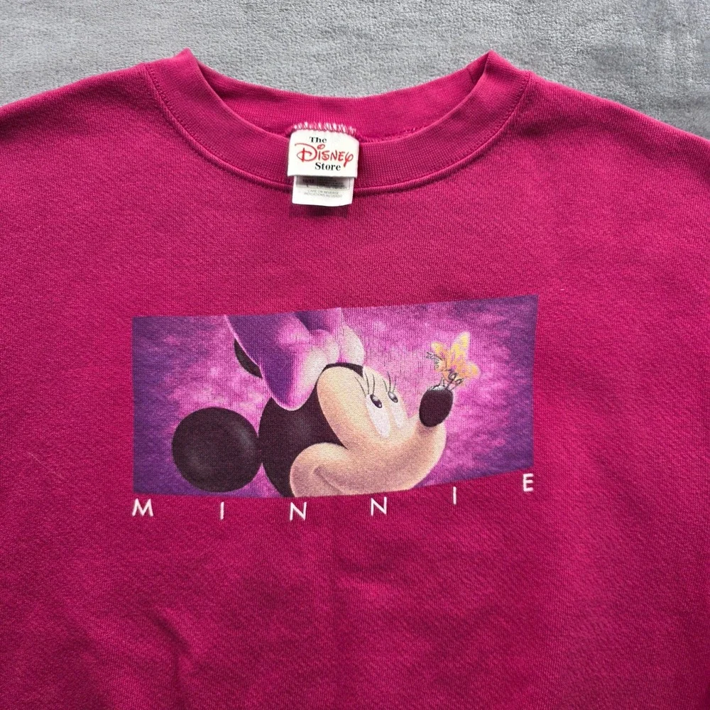 Vintage Disney Minnie Mouse Sweatshirt L Pink Girls Kids‎ Cotton Blend Graphic